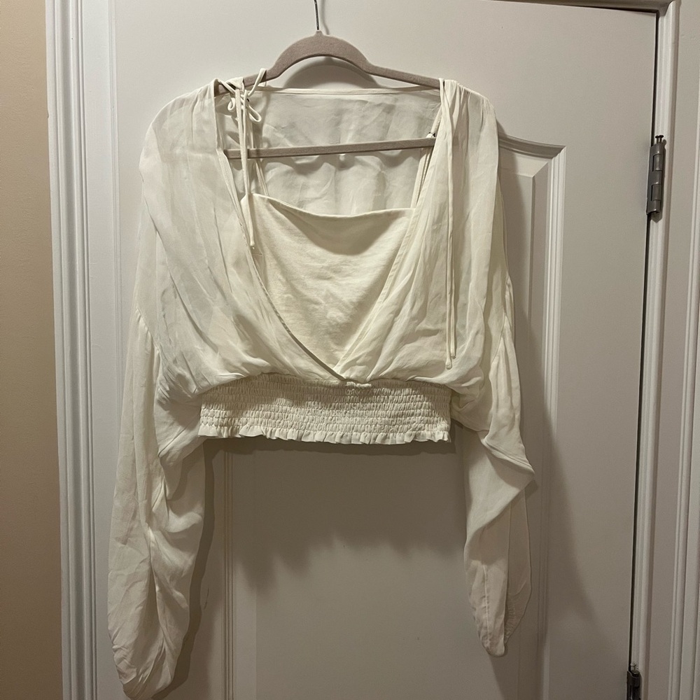 NWT! Anthropologie Long Sleeve White Top, Size Medium